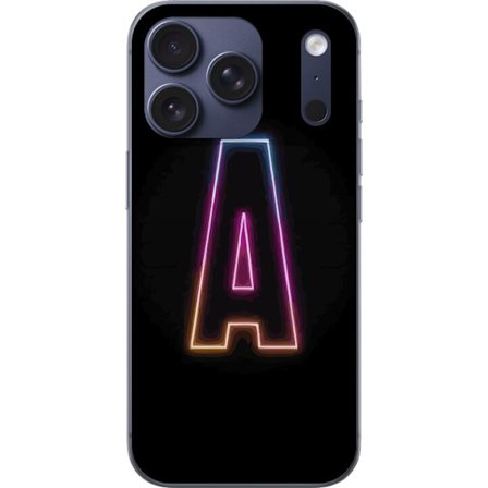 Kompatibel Mobilcover til Apple Apple iPhone 17 Pro Minimalistisk neonbogstav A i regnbuefarvet lys mod sort baggrund i moderne typografisk stil