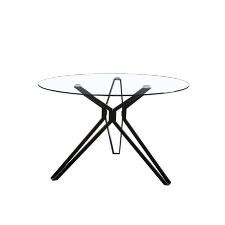 Rundt glasbord – sort metalramme, 110x110x75 cm