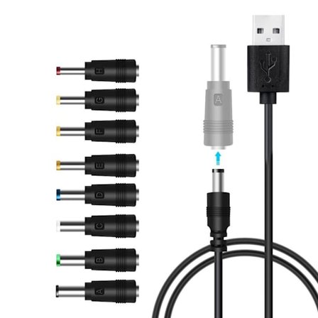 DC 5V Strømkabel, Universal USB til DC Strømkabel med 9