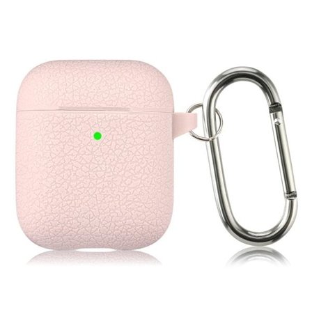 Silikonikotelo karabiinilla AirPods 1 / 2:lle – vaaleanpunainen