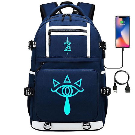 Zelda-link Spil Print Rygsæk Til Teenagere, Studerende, Mænd Og Kvinder - Casual USB Opladningsport Laptop Rejsetasker Med Mochila Design Til Skole 
