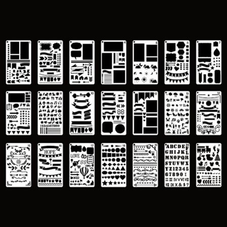 Bullet Dagbok Journal Schabloner Set Ritningsmall Linjal DIY Målning Mall