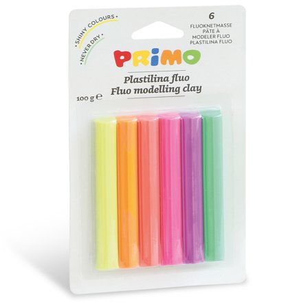 Primo Plastilina Fluo Modelleire 6-pakning 18 g