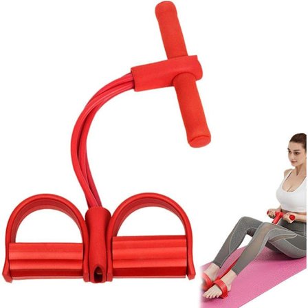 Multifunktionelt spændingstov, pedalmodstandsbånd, bodybuilding expander, rød