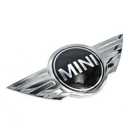 Krom/svart Mini Cooper-märke Front Grill Bonnet Badge Emblem Bonnet Rear Boot Lid Trunk Emblem Sticker Cooper Works