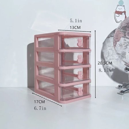 Multifunktionel skrivebordsarrangør skuffe med penneholder og opbevaringsskuffe til hårtilbehør Fire lag pink