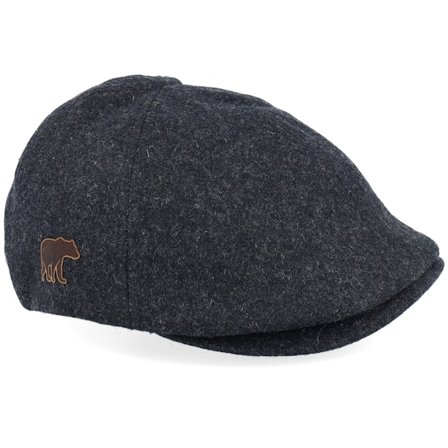 Wild Spirit - Bear Patch Charcoal Wool Ivy Flat Cap Flatcap Grey Cap - @ Hatstore