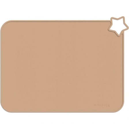 Enkel silikon stjerneformet bordmatte for barn | Bordbrikke for baby og småbarn | Sklisikker matte | Sølefri Aprikos