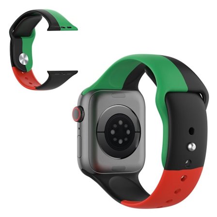 Apple Watch Series 6 / 5 44mm three color style silicone watch band - Black / Green / Red / Size: S