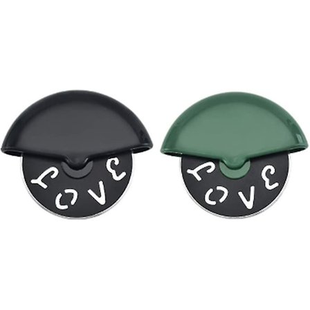 Pizzakutter, Pizzakutterhjul, Bakeripizzakuttingverktøy, Mini Pizzakuttere (svart + grønn) (2 stk)