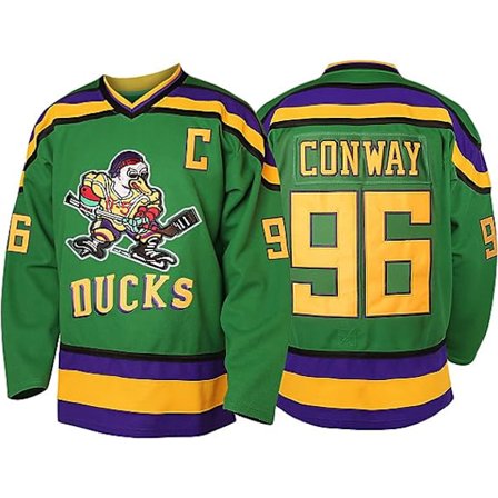 Miesten Mighty Ducks 96 Charlie Conway 99 Adam Banks 33 Greg Goldberg Elokuva Hockey Jersey Vihreä 96 XL