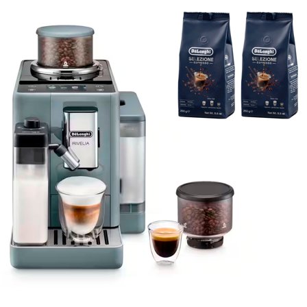 Delonghi Rivelia Helautomatisk kaffemaskin, grå & 2 st kaffebönor DLSC600 | Kaffe > Espressomaskiner | Bagaren och Kocken