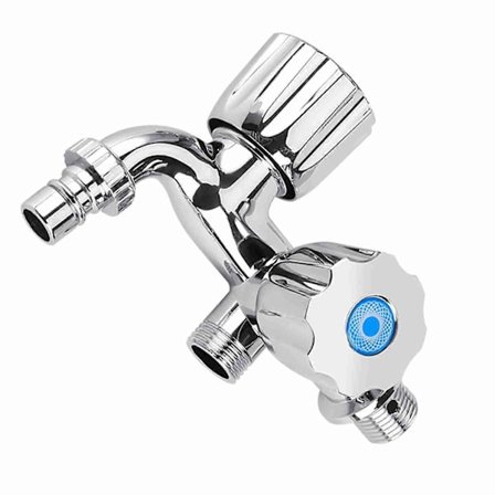 Kran, ABS-plast Vaskemaskin Kran, Vask Servant Vannkran med Dobbel Tut og Håndtak G1/2 (Størrelse: Lukkerhåndtak)