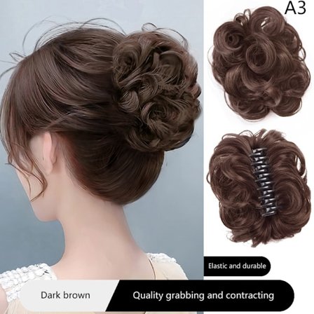 Syntetisk Hårknude Livagtig Roddet Krøllet Paryk Blomst Knop Greb