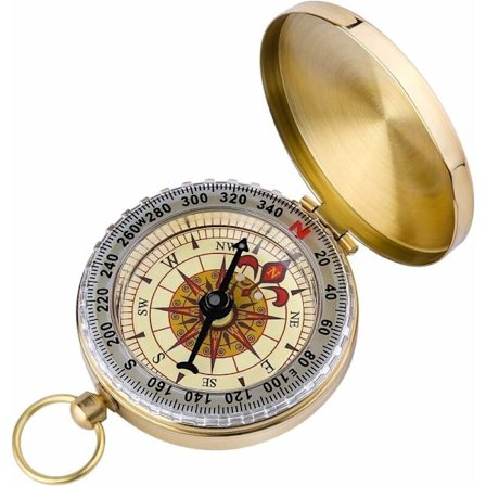 Lommekniv i messing, antik kompas, natlysorientering Udendørs kompas til rejser, vandreture, udforskning, camping, vandreture, klatring, cykling (51)