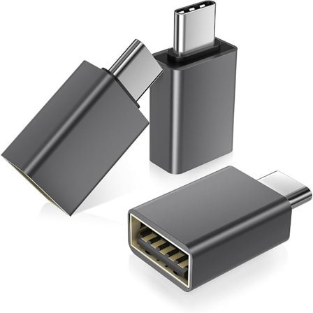 USB-C til USB Adapter 3-pak, aluminiumslegering, kompatibel med MacBook Pro/Air, iPhone 17/16/16e/15 Max, Galaxy S25 Grey