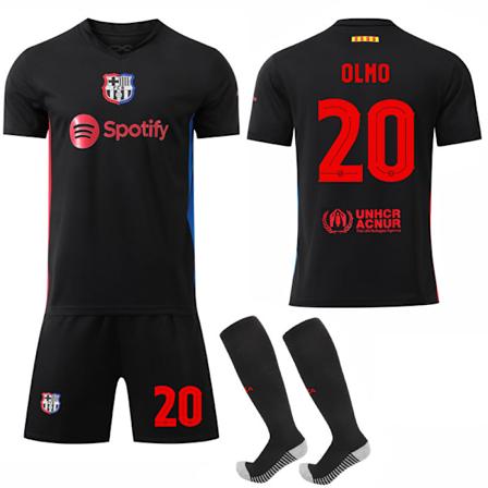 2024-2025 Barcelona Borte Svart Jersey Fotbollströja Set Nr.20 OLMO 24