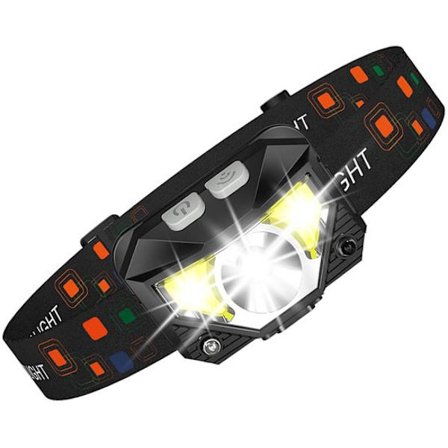 Forlygter - Genopladelig LED med bevægelsessensor - 8 tilstande - Vandtæt - Velegnet til udendørs brug og arbejde - Sort - Integreret design