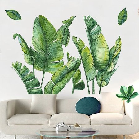 Vihreä banaanilehti trooppiset kasvit lehdet seinätarrat kuori, DIY seinäkoriste kodin sisustus makuuhuoneeseen olohuoneeseen 43*60CM