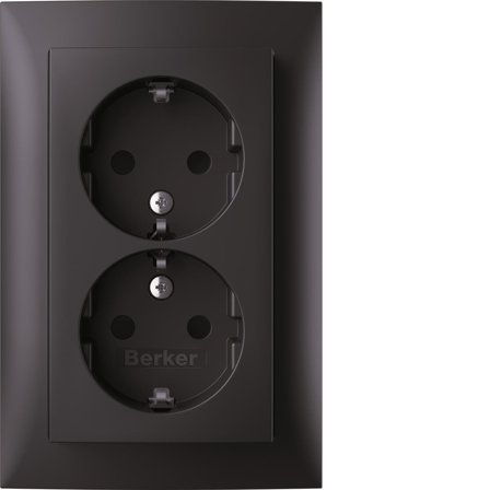 Hager 47591606 Vägguttag 2-vägs, jordat, S.1 Antracit, Strömbrytare & vägguttag