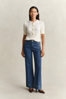 GANT - Nautiske utsvingte jeans til dame mid blue