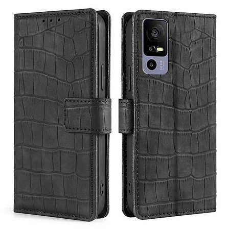 Krokotiilin tekstuuri lompakkokotelo TCL 40R 5G:lle, iholle miellyttävä PU-nahkainen matkapuhelinkotelo