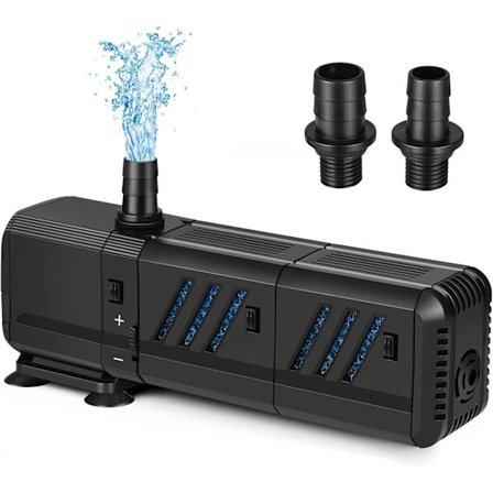 Akvarie nedsænkelig vandpumpe 1500L/H 15W pumpe til springvand Akvarie dam fisk dam - med filter, 4 sugekopper, 2 dyser (13/16mm), 1,4m kabel (med 