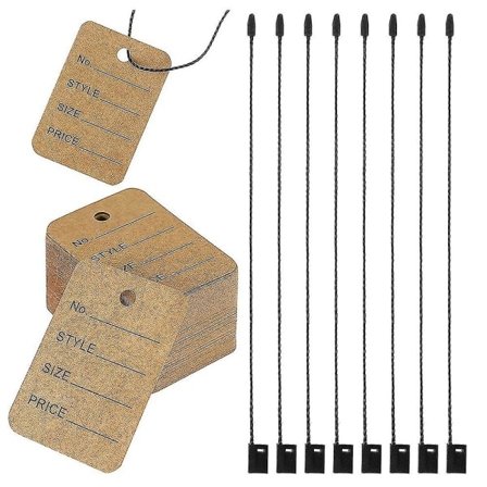 1000 styk prislapper og hængeetiketsnor, tøjetiketter til beklædningsgenstande Mærkning Tags Ustemplede tags S