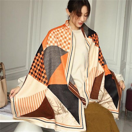Tjock Pläd Brand Vinter Wraps Dam Scarf Lyx Cashmere filt Bufanda Dubbelsidig Pashmina Foulard Sjal Stoles Scarves Ny