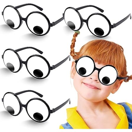4 stk. Googly Eyes-briller, sjove øjne-briller, rystende kostume-øjne