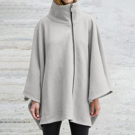 Kvinnor Fladdermus Ärmar Stativ Krage Enfärgad Kappa Full Zip Jacka