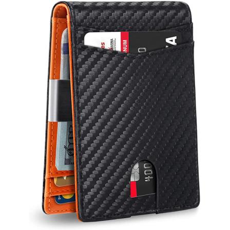 Herr 12-fack Slim Bulk Plånbok RFID-blockerande Herrplånbok svart+orange