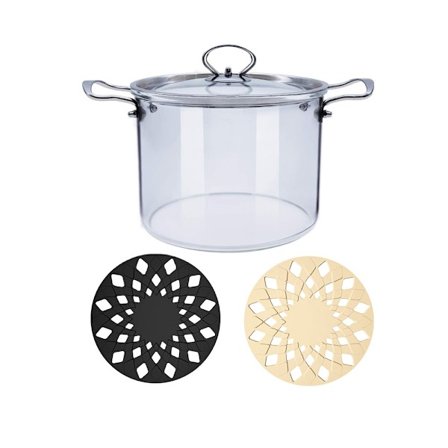 Glasgryta med lock, transparent glasgryta, 3,5 L