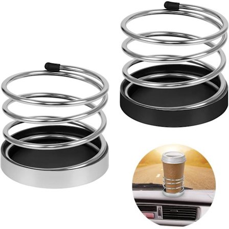 2 stk. Bilkopholder, Universal Kaffekopholder Bilflaskeholder Kopholder Multifunktionel Bil Metalkopholder Dåseholder, Sort og Sølv
