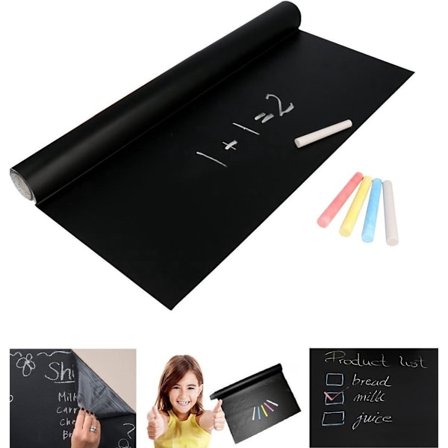 Go Go Gadget - "Tavelfolie/Svarta tavlan-folie: Kritfolie för barn + Svarta tavlan-kritor, Svart"