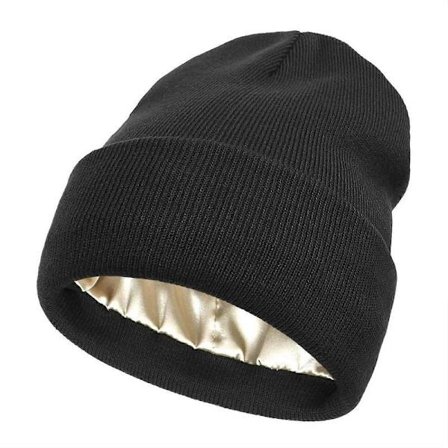 Unisex satengforet antistatisk beanie-lue for kvinner vinter silke fôr slouchy varm brettet skullies utendørs caps