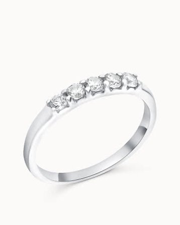 Bague à cinq pierres Ellinore en or blanc 18 carats - Bagues de fiançailles et bagues Alliances de Vanbrun