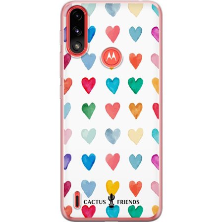 Kompatibel Mobilcover til Motorola Motorola Moto E7 Power Cactus and Friends - Watercolor Love Grid