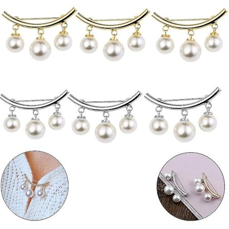 6 st Pärlbrocher Säkerhetsbrocher Fast Spänne Charm Pin Broch För Tröja Cardigan Klämma