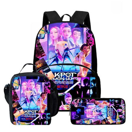 K-Pop Demon Hunter Rygsæk Skuldertaske Madkasse Penalhus Skolerygsæk-FF- 3PCWKH003