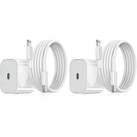 2-pack iPhone-laddare - Snabbladdare Adapter + 20W Kabel Vit