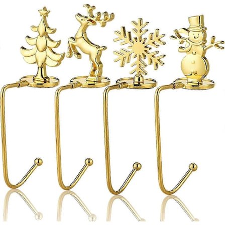 4 stk. julekroge strømpeophæng til kamin pejs strømpegreb julemand snemand elg juletræ