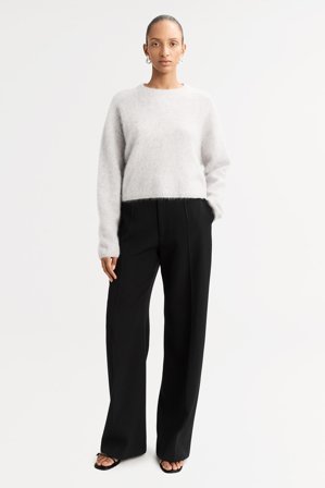 Soft Goat - Brushed Crewneck - Women cashmere sweater - L - Light Grey