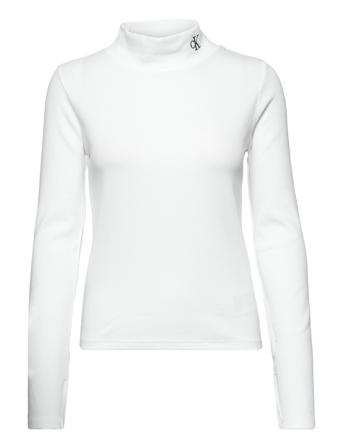 Rib Mock Neck T-shirts & Tops Long-sleeved Valkoinen Calvin Klein Jeans