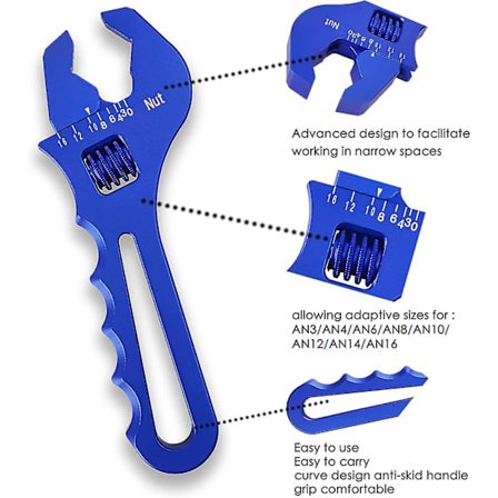 Multifunktionel justerbar nøgle i aluminium til at stramme eller løsne møtrikker og bolte