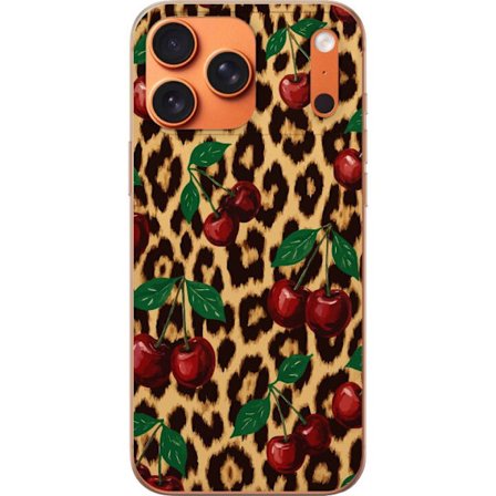 Kompatibel Mobilcover til Apple iPhone 17 Pro Max Kirsebær leopardmønster kirsebær kirsebærtryk leopardbaggrund retro rockabilly pinup-stil design