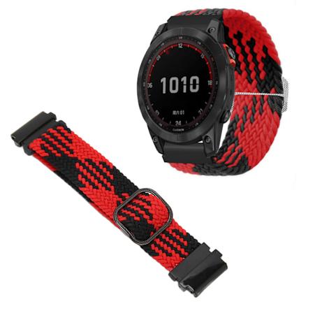 Ersättningsarmband Justera storlek Svettbeständig Nylonvävning Klockarmband för T REX 2 Ultra Röd Svart