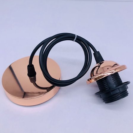 Rosegull E27 Pendellampeholder, E27 Pendel Pendellamper Tilbehør med Kabellampebase, Hengende Lyslampebase, for Soverom, Stue, Hallwa