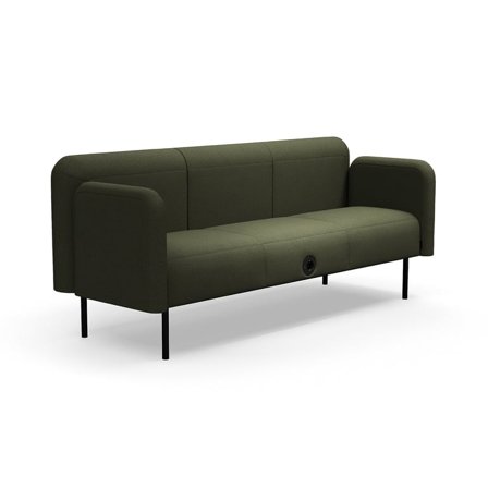 Soffa VARIETY, 3-sits, USB-C/220V-uttag, tyg Blues CSII, olivgrön