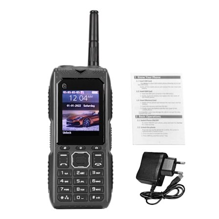 Olåst Senior Mobiltelefon 2G Retro 4 Kort 4 Standby 2400mAh Stor Knapp Mobiltelefon med Antenn för Äldre Barn 100 till 240V Svart EU-kontakt